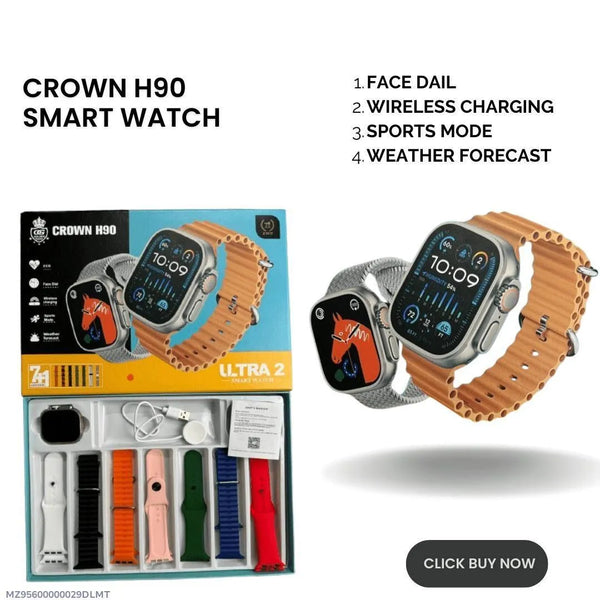 Crown H90 Smart Watch Multicolor Fast Charge GPS NFC