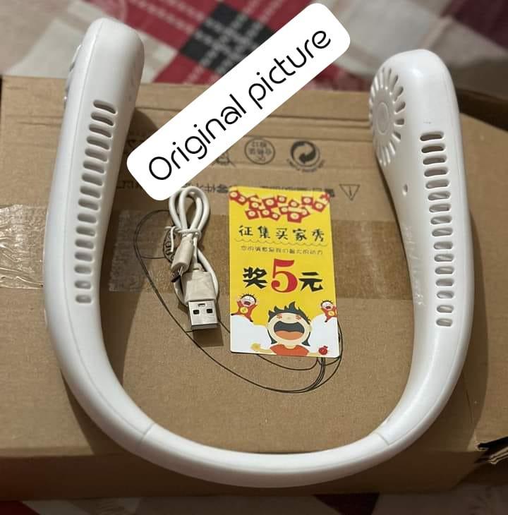 Hands-Free Neck Fan White Rechargeable Portable