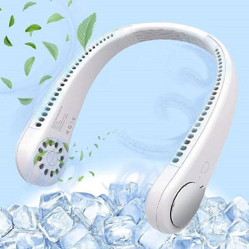 Hands-Free Neck Fan White Rechargeable Portable